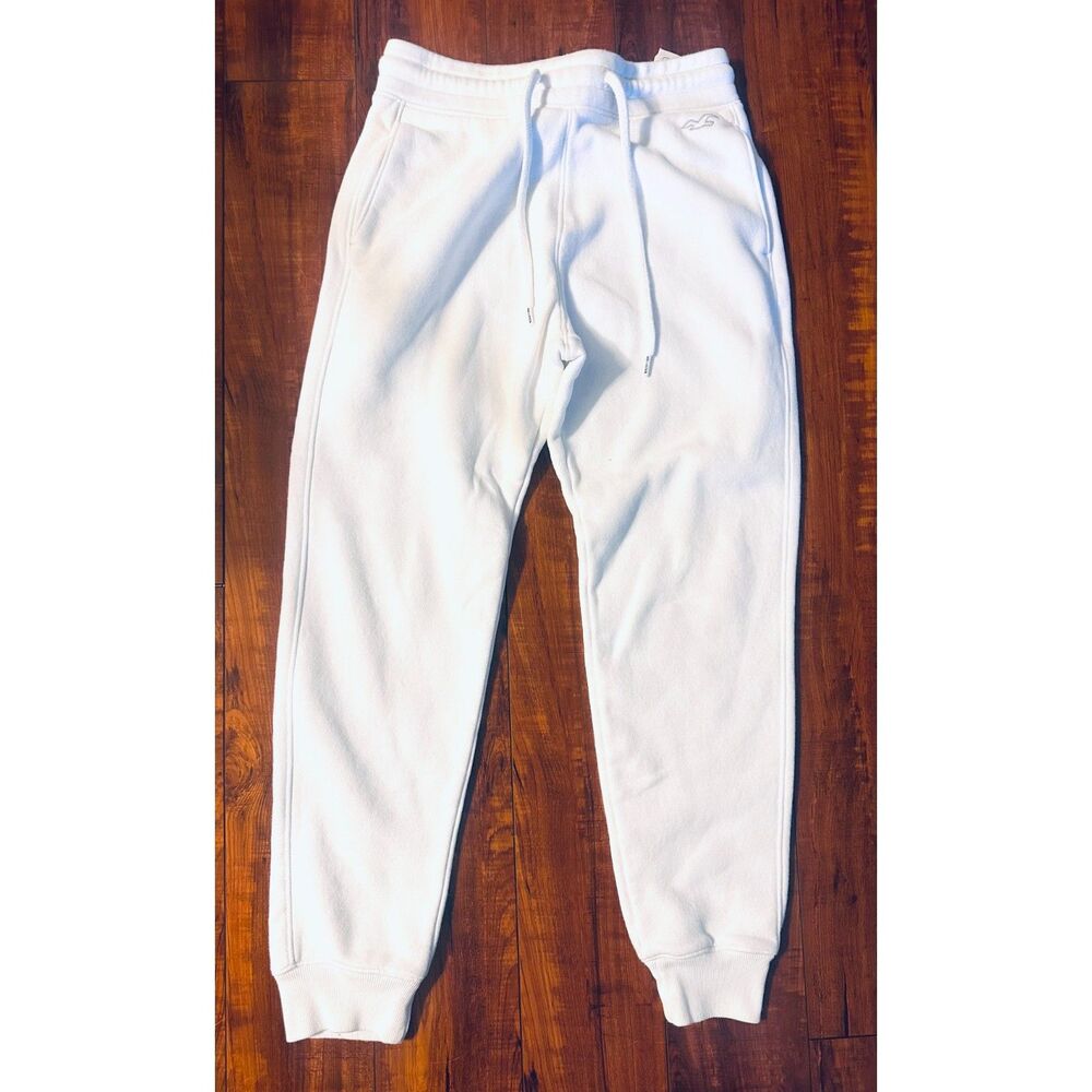 Hollister Y2K Comfortable Chic Trendy White Cuffed Fleece Jogger Sweatpants XS